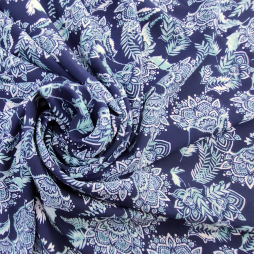 Ethnic Seamless Print On Royal Georgette Fabric