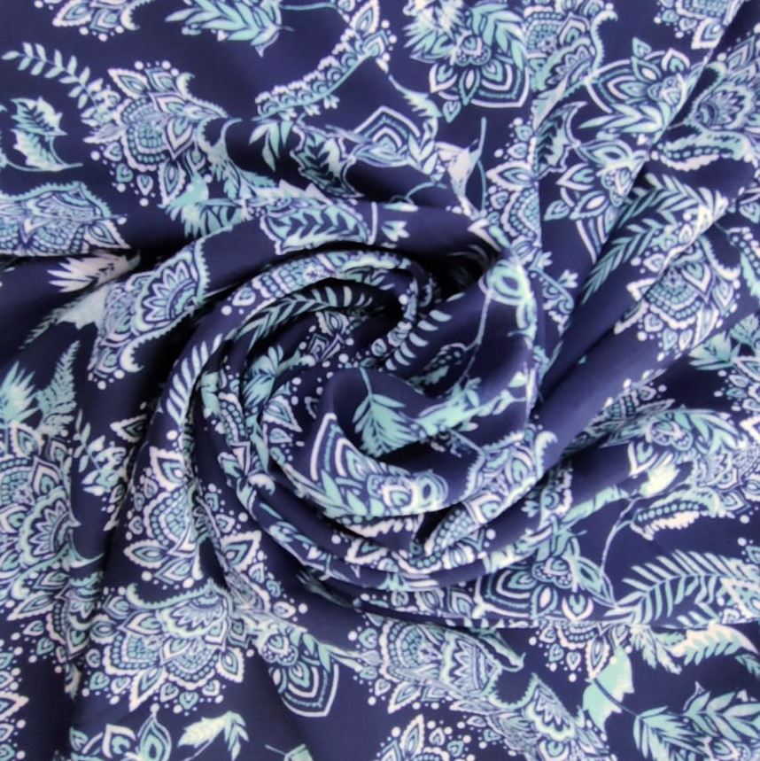 Ethnic Seamless Print On Royal Georgette Fabric
