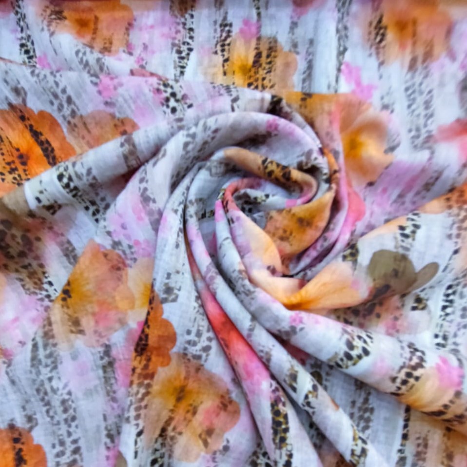 Beach Talks Print On Royal Georgette Fabric