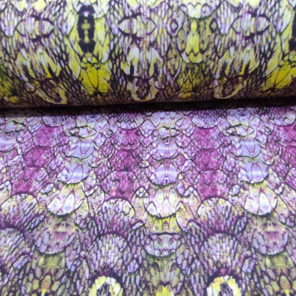 Purple Python Print On Royal Georgette Fabric