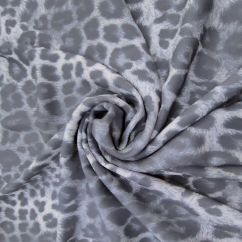 Black Grey Cheetah Print On Royal Georgette Fabric