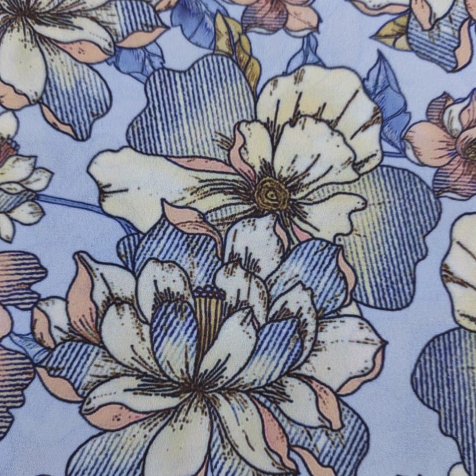 Tropical Vibes Print On Royal Georgette Fabric