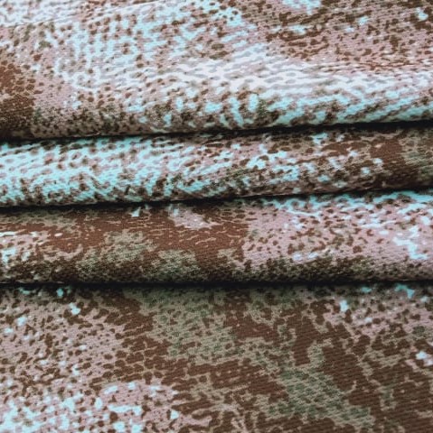 Brwon Garter Snake Print On Micro Waffle