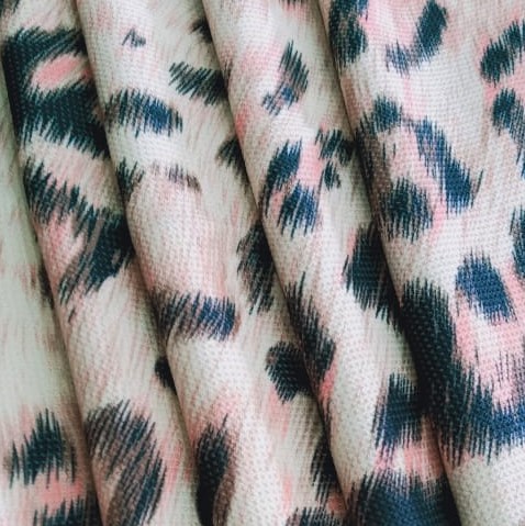 Black White Pink Leopard Print On Micro Waffle