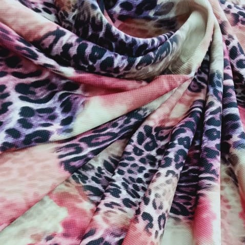 Magenta Purple Leopard Print On Micro Waffle