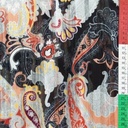 Chiffon Lurex Stripe Grey-Peach Flora Print Fabric