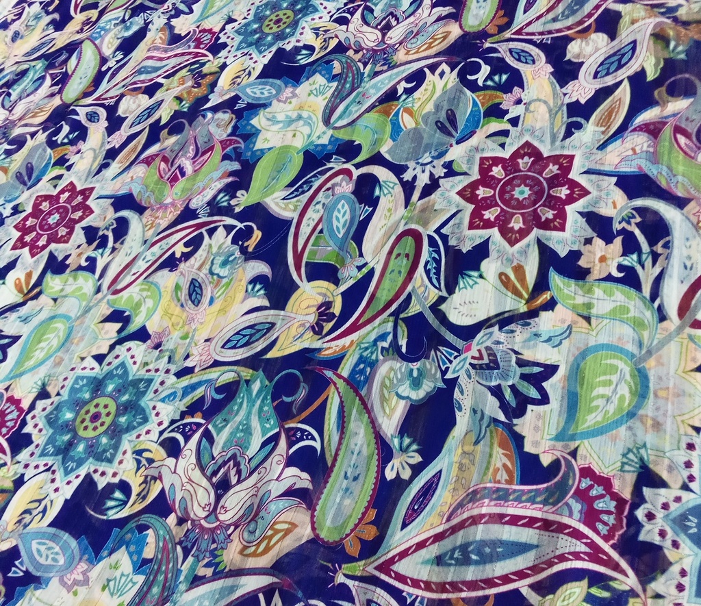 Chiffon Lurex Stripe White-Dark Magenta Flora Printed Fabrics