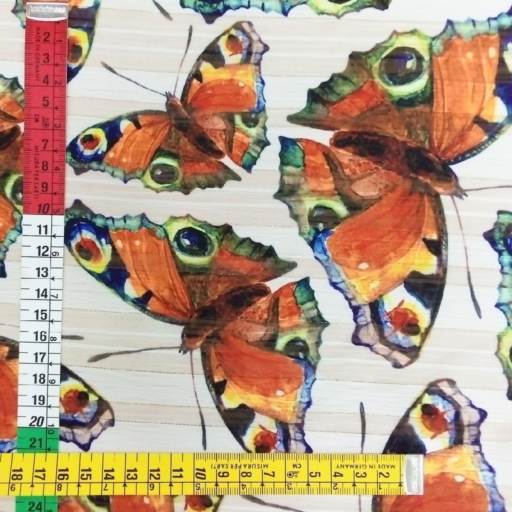 Chiffon Lurex White Stripe Dragonfly Print