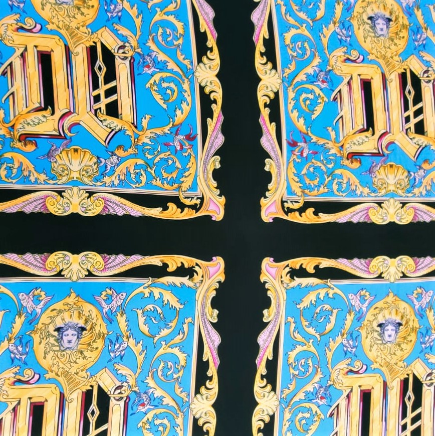 Striped Pattern Print On Satin Fabric