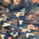 Chiffon Lurex Stripe Light Peach Dragonfly Print