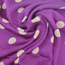 Polka Dots(Purple) Print On Twill Satin Fabric