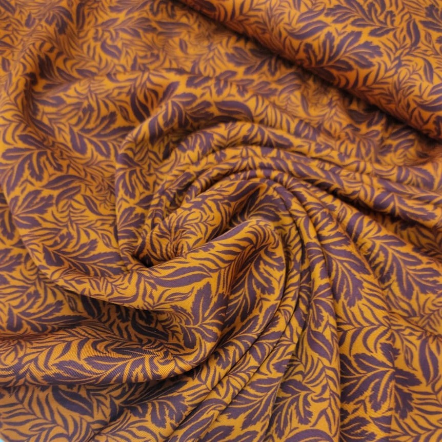 Tropical Vibes Print On Twill Satin Fabric