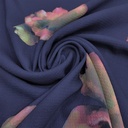 Fierce Flower (Blue) Print On Snake Crepe Fabric