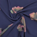 Fierce Flower (Blue) Print On Snake Crepe Fabric