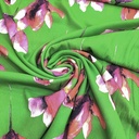 Flying Tulips (Pink) Print On Snake Crepe Fabric