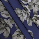 Ivory Floral Print On Snake Crepe Fabric