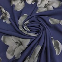 Ivory Floral Print On Snake Crepe Fabric