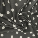 Polka Dots(Black) Print On Twill Satin Fabric