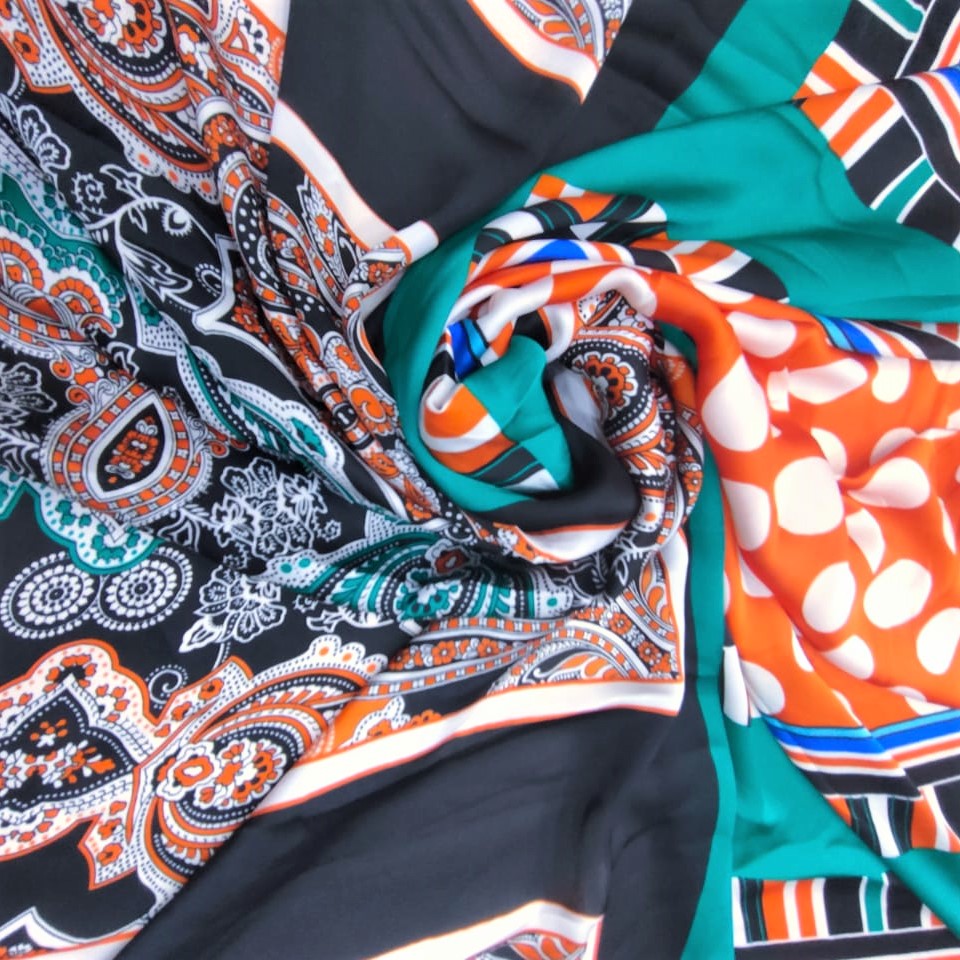 Print On Silky Satin Fabric#41