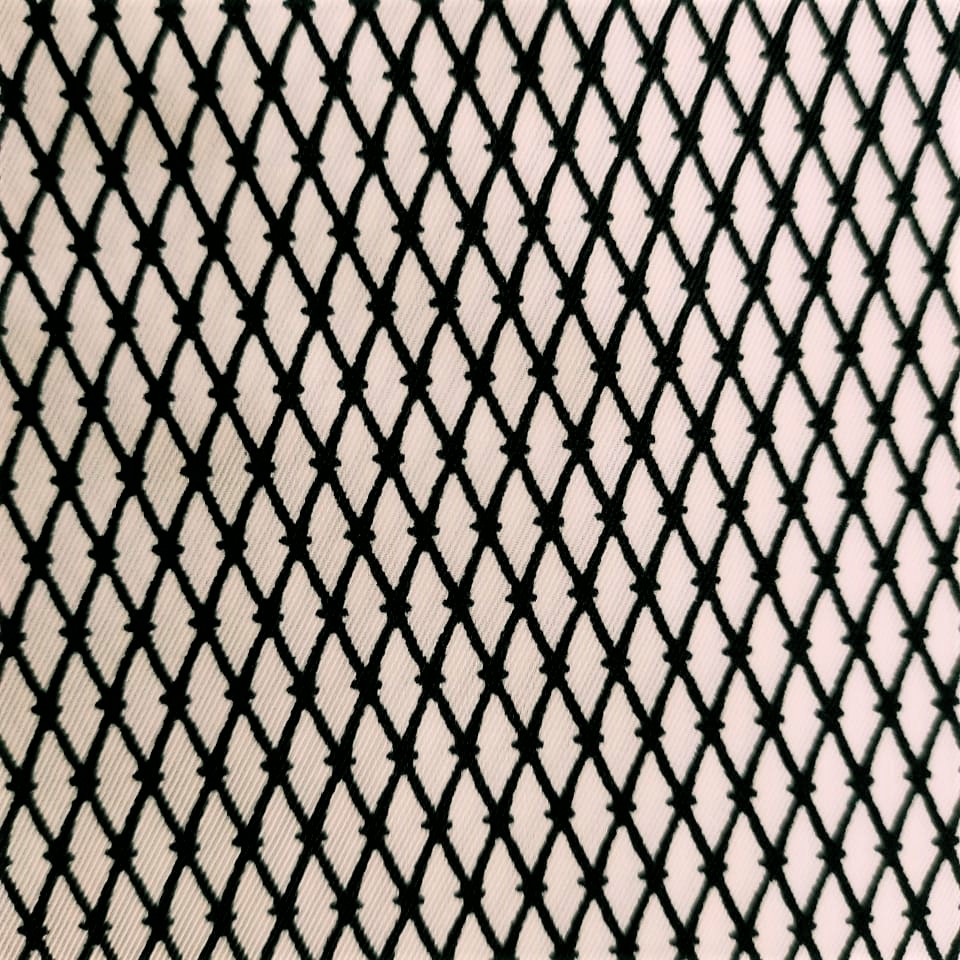 Zebra Lattice (White)Print On Twill Satin Fabric