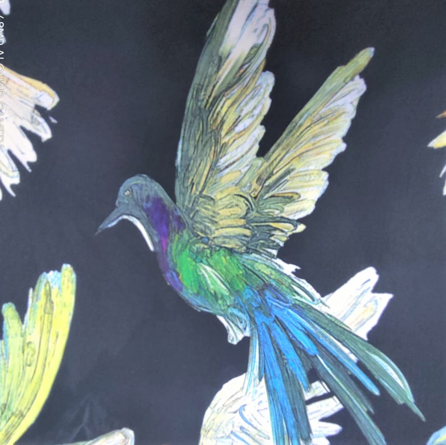 Print On Silky Satin Fabric#49