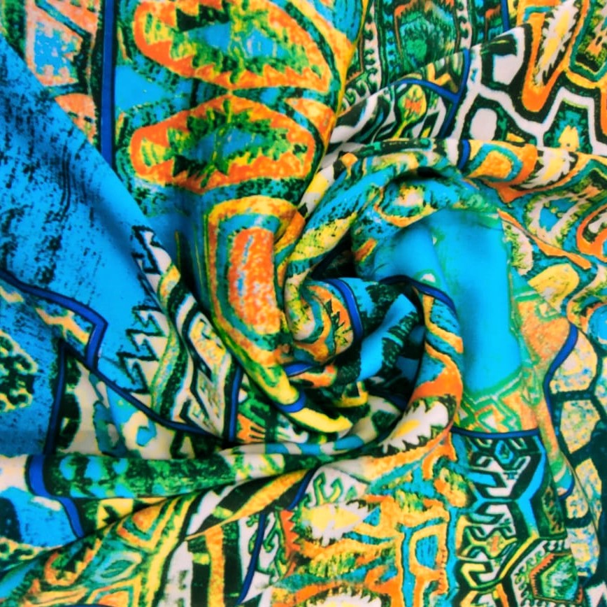 Print On Silky Satin Fabric#54