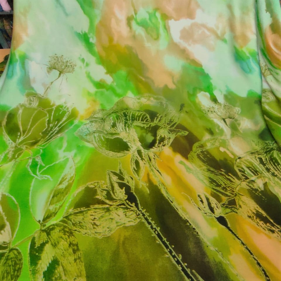 Print On Silky Satin Fabric#55