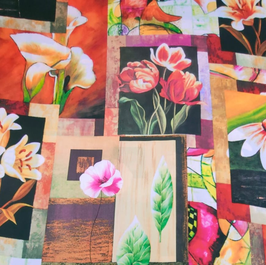 Print On Silky Satin Fabric#58