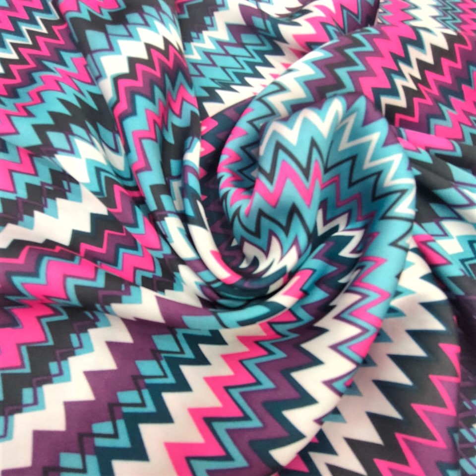 Print On Silky Satin Fabric#64