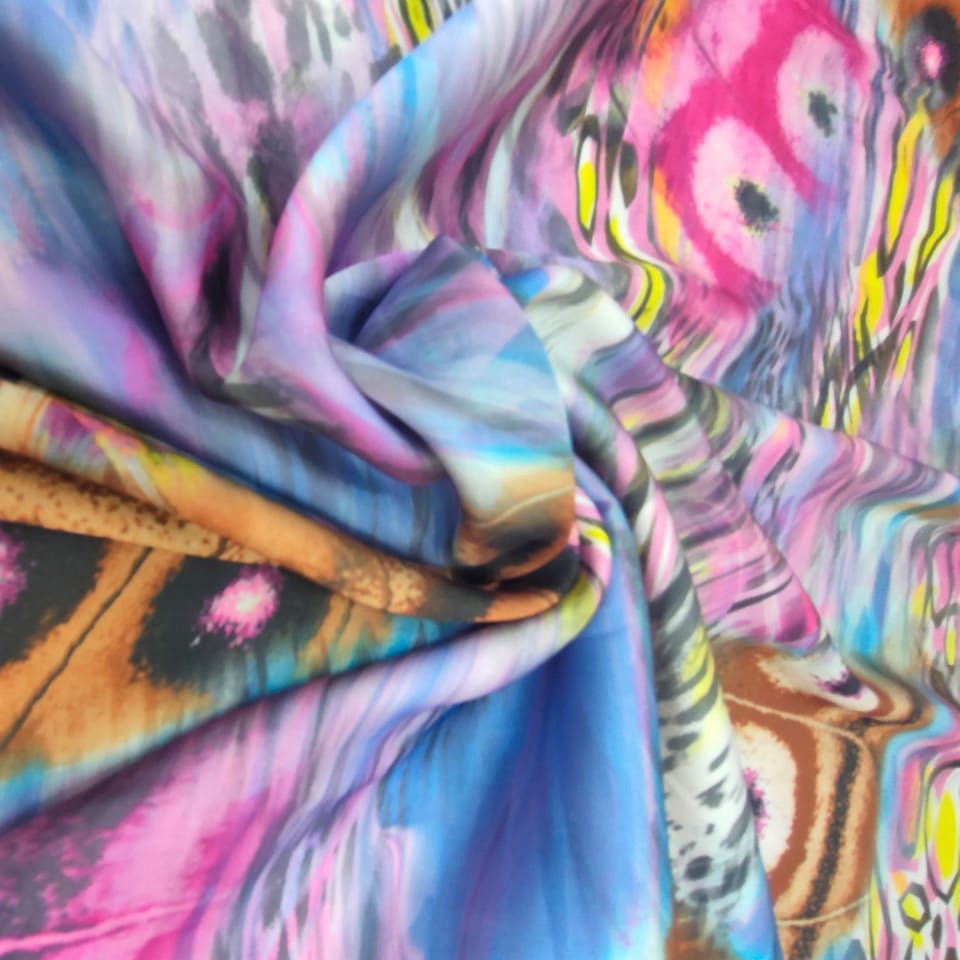 Print On Silky Satin Fabric#68