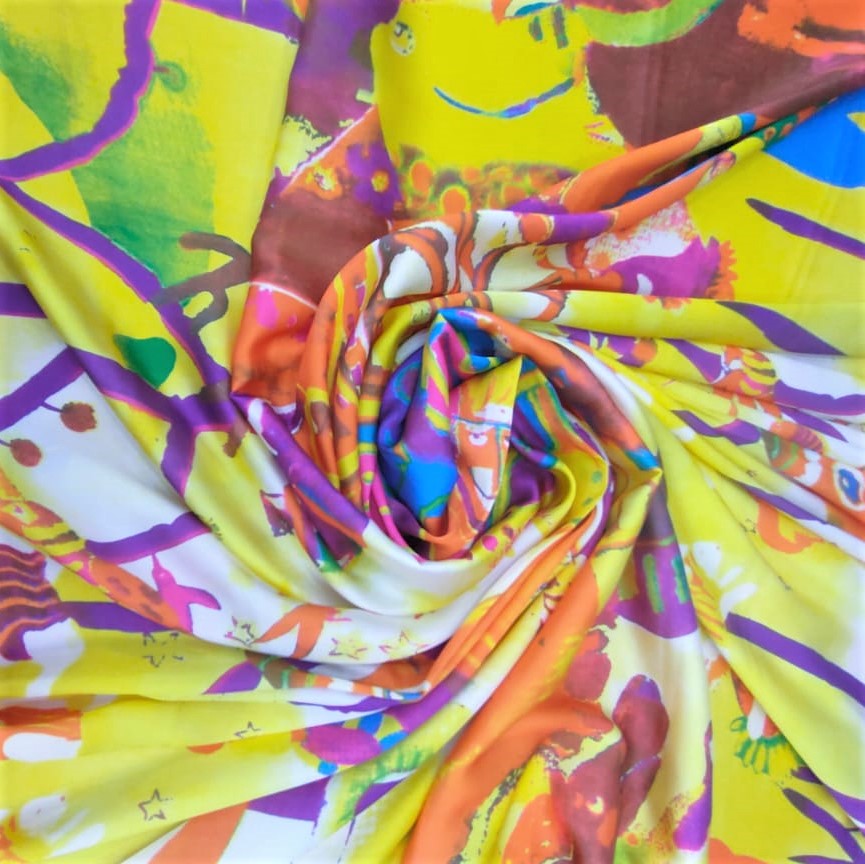 Print On Silky Satin Fabric#72