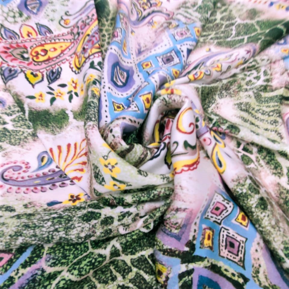 Print On Silky Satin Fabric#97