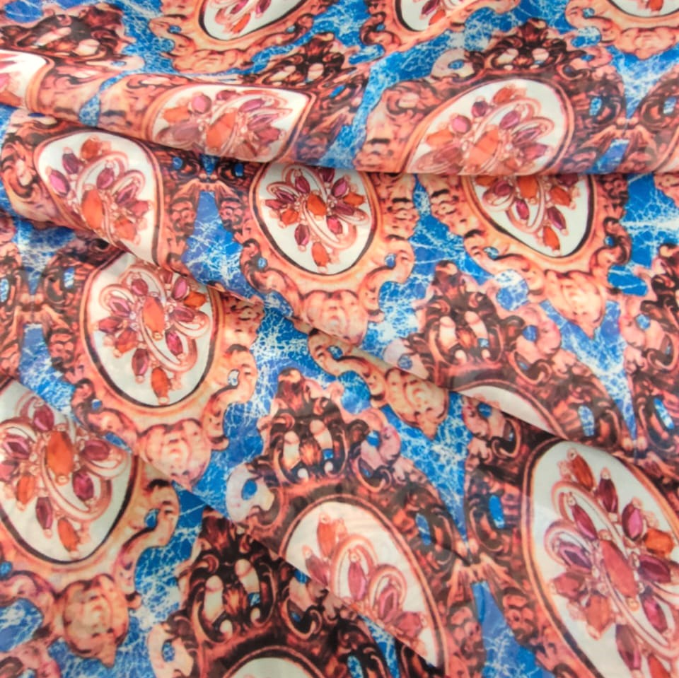 Print On Poly Flat Chiffon Woven Fabric#44