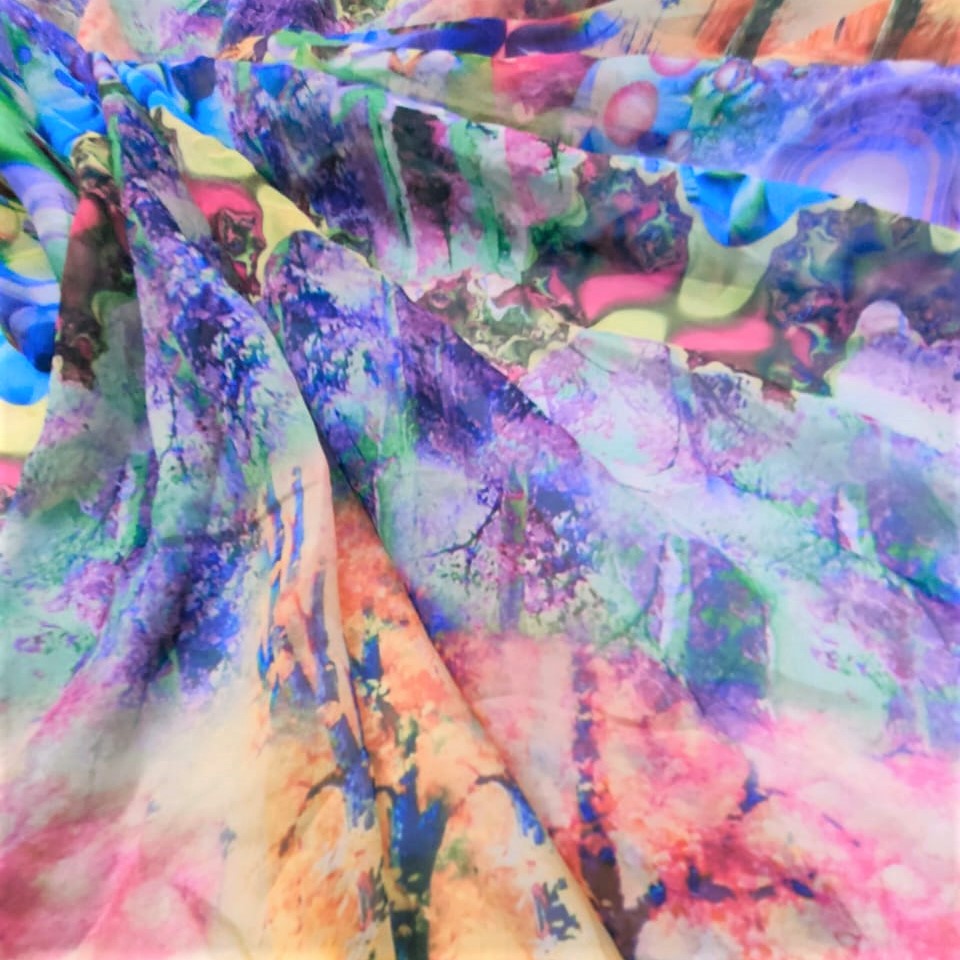 Print On Poly Flat Chiffon Woven Fabric#87