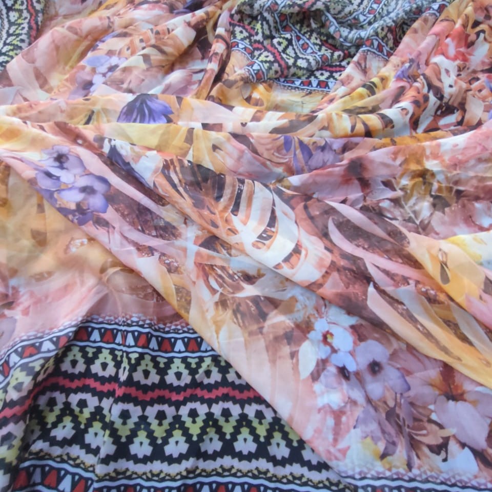 Print On Poly Flat Chiffon Woven Fabric#104