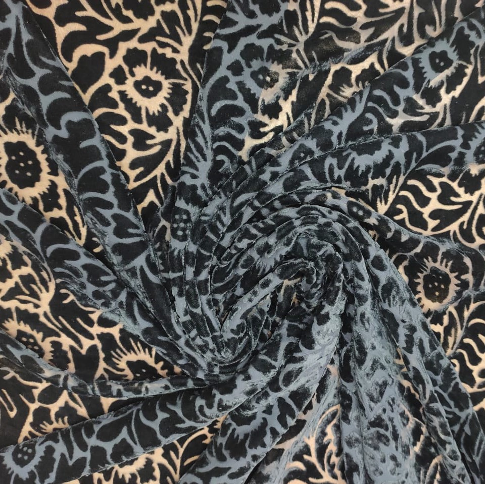 Black Poly Viscose Velvet Brasso#04