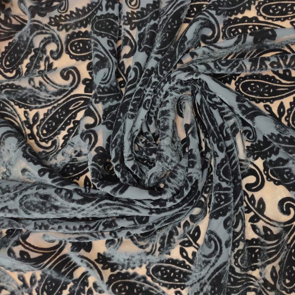 Black Poly Viscose Velvet Brasso#03