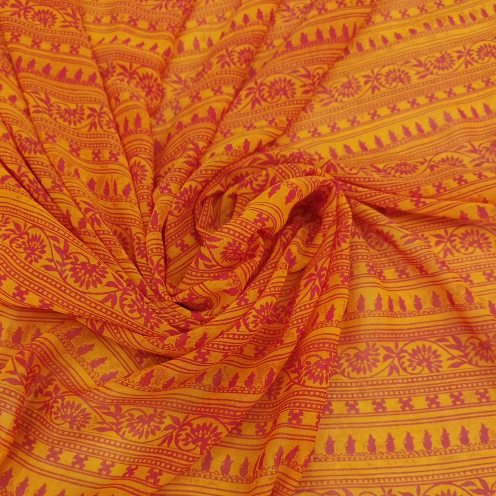 Orange & Red  Ethnic Print On Georgette