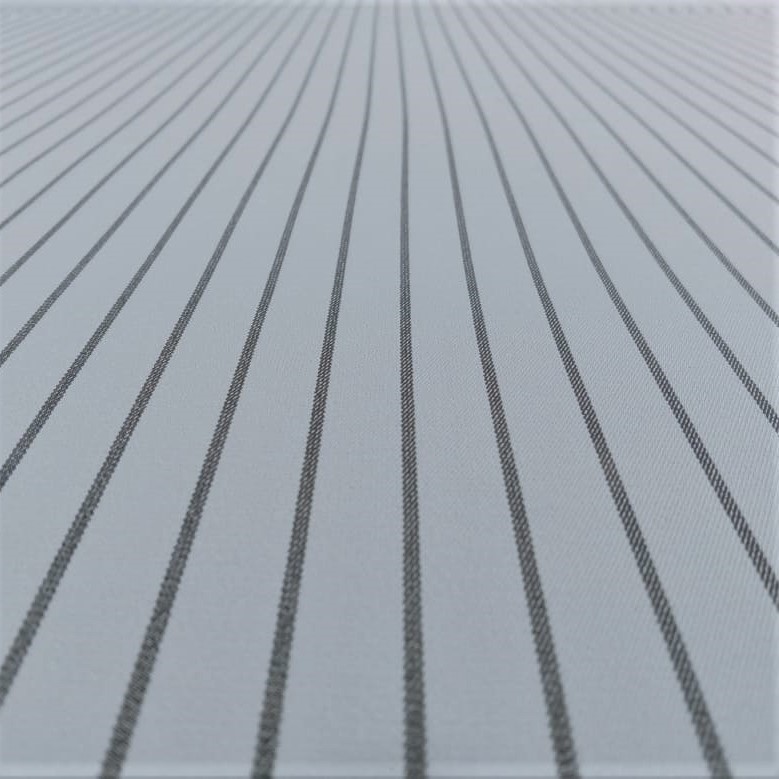 Ice Blue & Black Stripe Tokyo Crepe Woven Fabric
