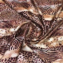 Brown Animal Print on Pure Silk Satin