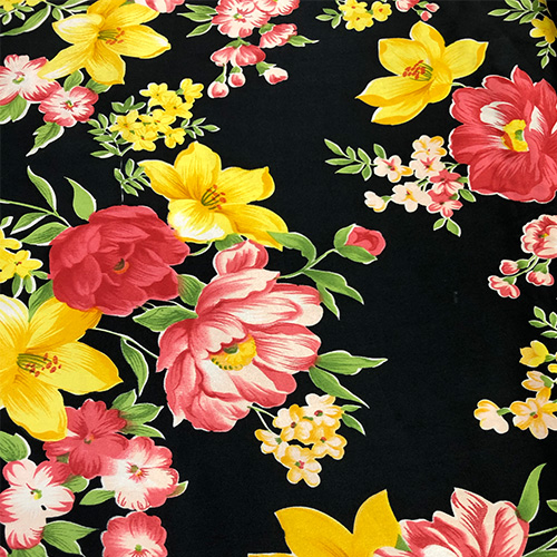 Floral Art Print on Pure Silk Satin