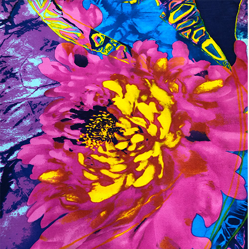 Midnight Bloom Print on Pure Silk Satin