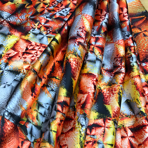 2728 Mosaic Mirror Print on Pure Silk Satin