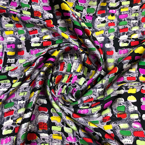 Little Happiness Print on Pure Silk Satin 2746