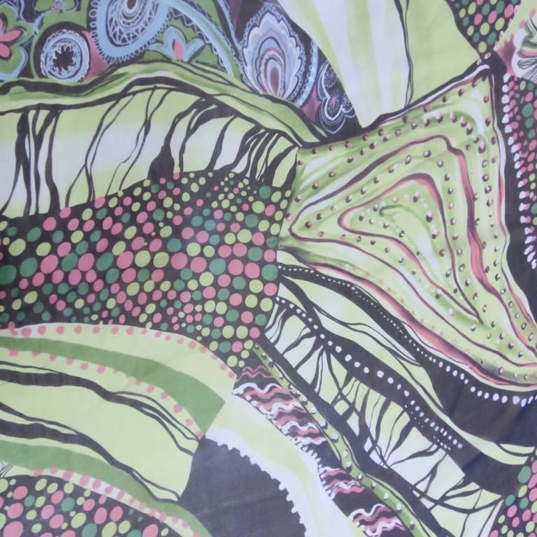 Abstract Artwork Print On Silk Chiffon