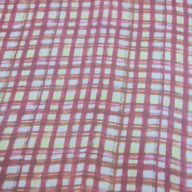 Pink Checks Print On Silk Chiffon