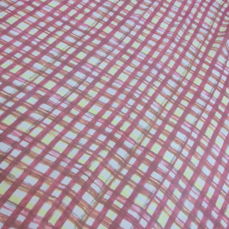Pink Checks Print On Silk Chiffon