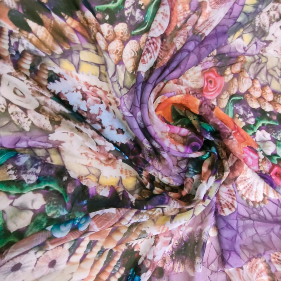 Mesmerising Underwater Print On Silk Chiffon