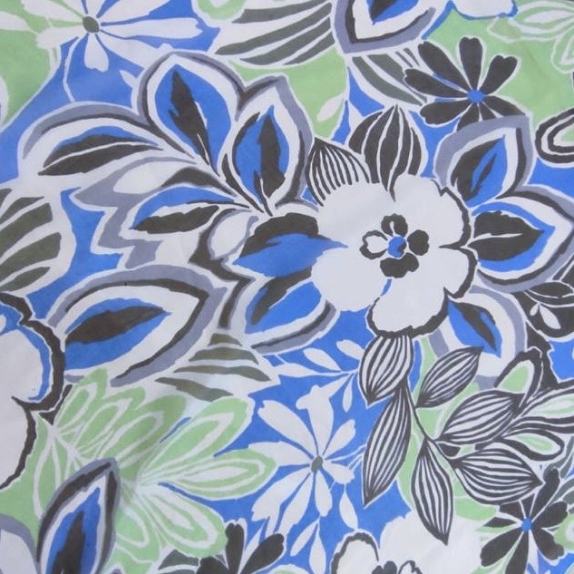 Painted Flowers Print On Silk Chiffon