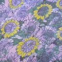 Purple Sunflower Print On Silk Chiffon